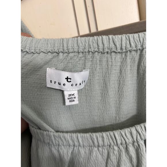 NWT True Craft size 2X light green babydoll top dress with pockets - Picture 2 of 4
